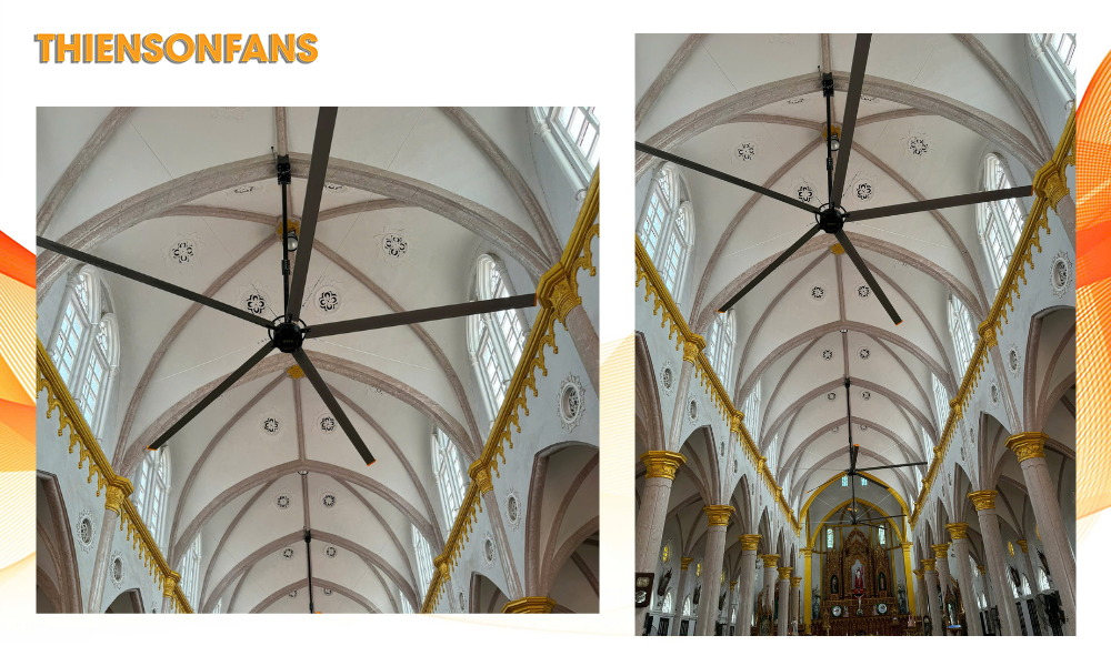 Quạt trần công nghiệp Zephyrus HVLS-D6AAA61 9 Thiên Sơn lắp đặt quạt cho Giáo sứ An Lập tại Thái Bình